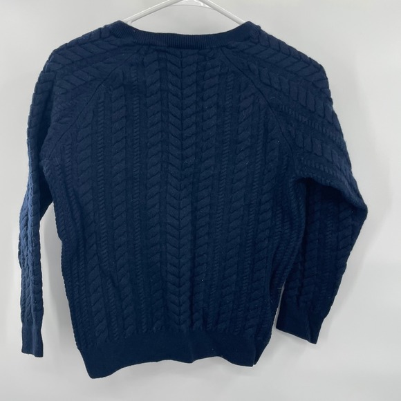 Lacoste Cable Knit V Neck Sweater Blue Pullover Classic Logo Size 38 - Picture 3 of 8